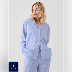 GAP NWT Poplin PJ Shirt, Size Medium, Blue Stripe